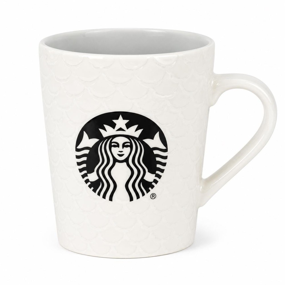 Starbucks White Scallop Mermaid Scale Mug 10 Oz Coffee Cup 2020 Ceramic